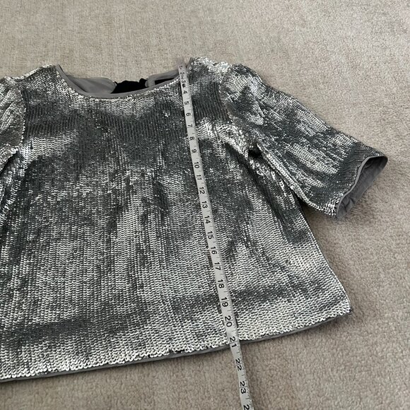 J. Crew Sequin Party Blouse Top With Black Bow in Back 4 - Picture 5 of 10